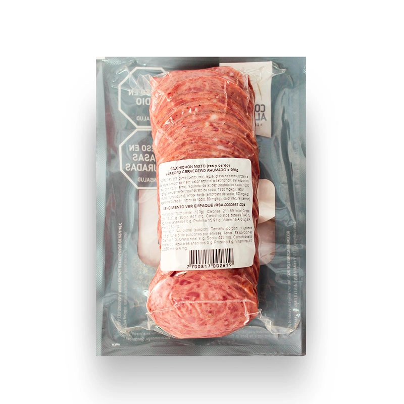 Salchichón cervecero ahumado en rodajas – Colombo Alemana