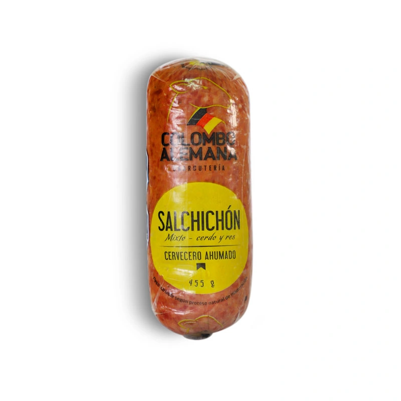 Salchichón cervecero ahumado en rodajas – Colombo Alemana