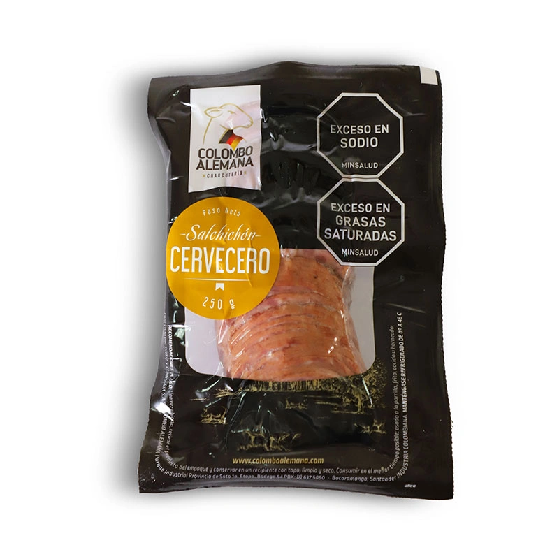 Salchichón cervecero ahumado en rodajas – Colombo Alemana