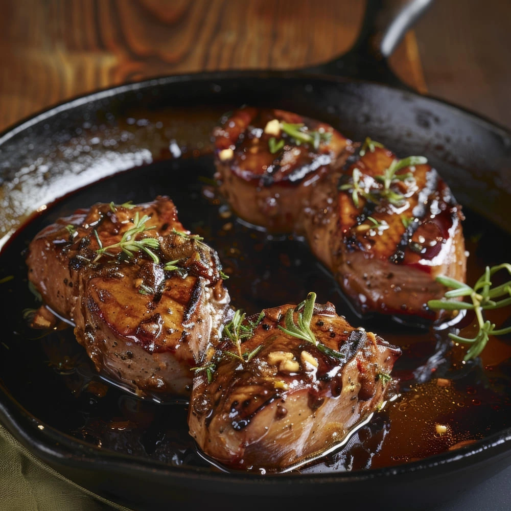 Pernil a la Pimienta Colombo Alemana servido con ensalada fresca y vino tinto